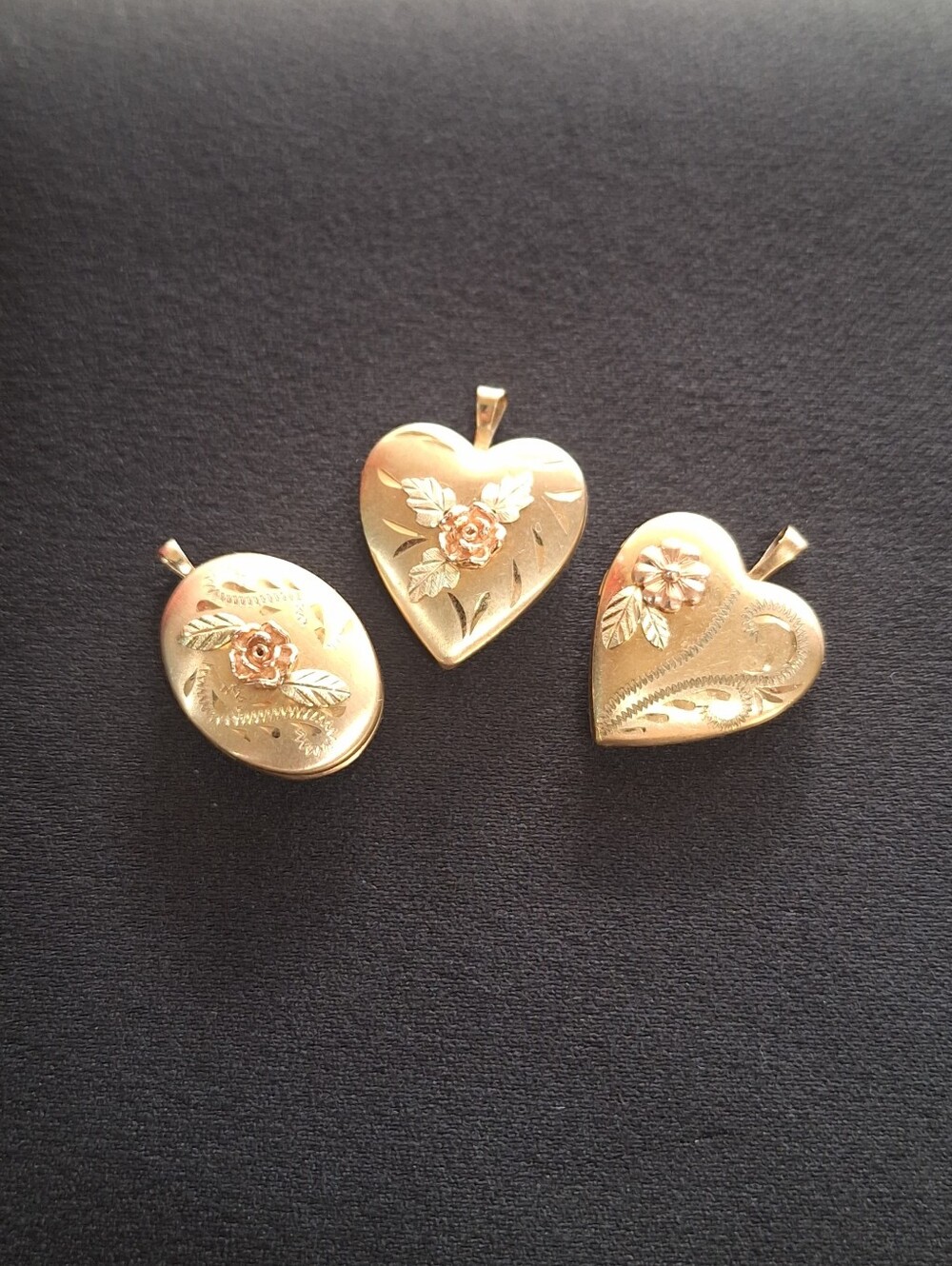 Vintage Black Hills Gold GF 3 Locket Bundle No Chain - Picture 3 of 11
